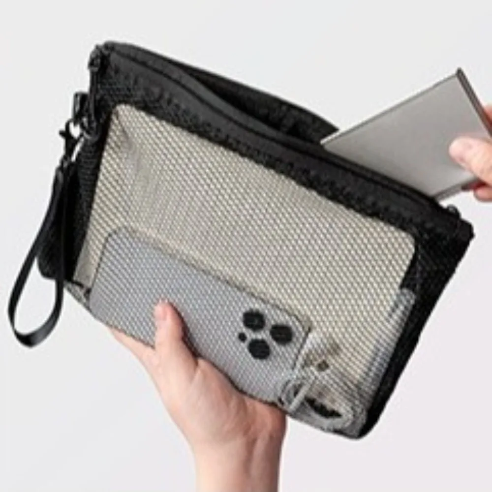 Fashion Lightweight Mesh Storage Bag With Zipper Solid Color Cosmetic Bag Multifunctional Polyester Makeup Pouch Makeup Storage
