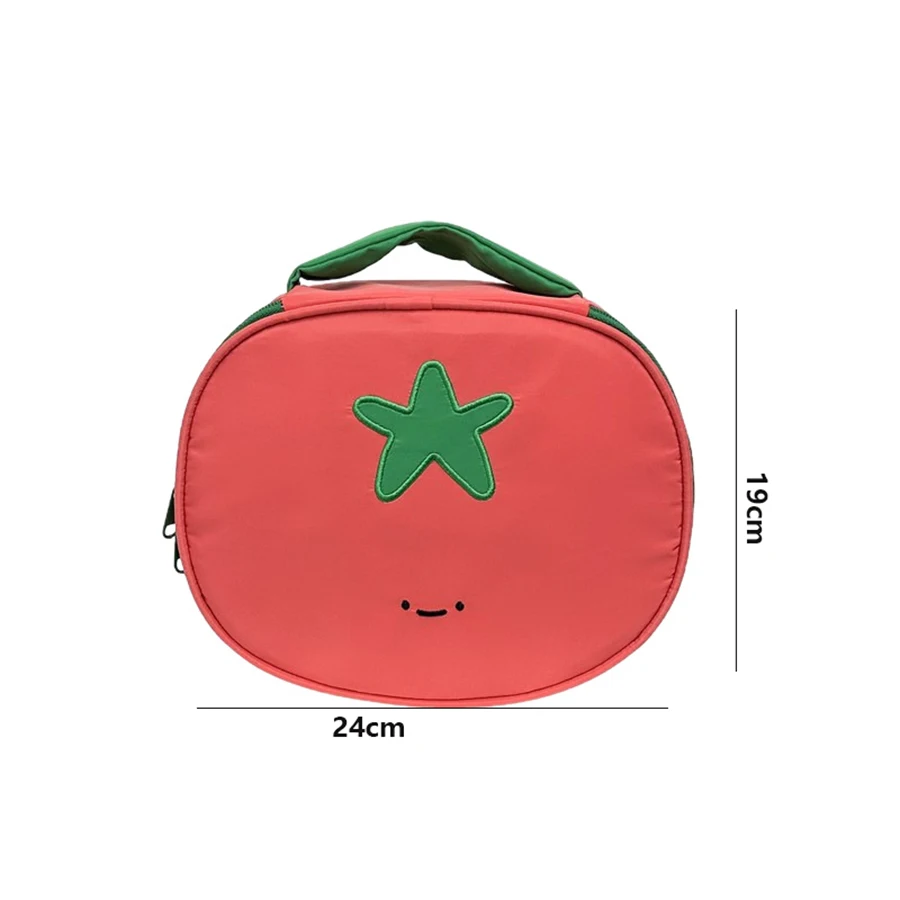 Tomato Shaped Cute Cosmetic Bag Nylon Waterproof Portable Makeup Pouch Unique Design Travel Wash Bag Multifunctional Toiletry St