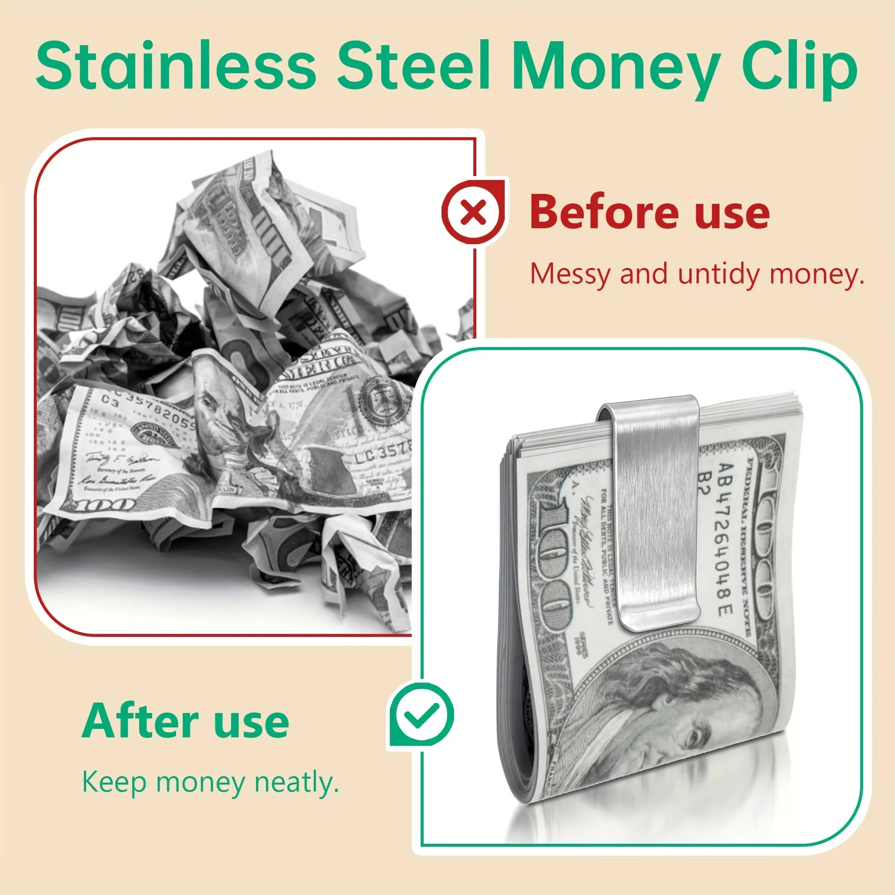 20PCS Stainless Steel Silver Slim Wallet for Men, Credit Card Holder, Metal Minimalist Pocket Cash Holder