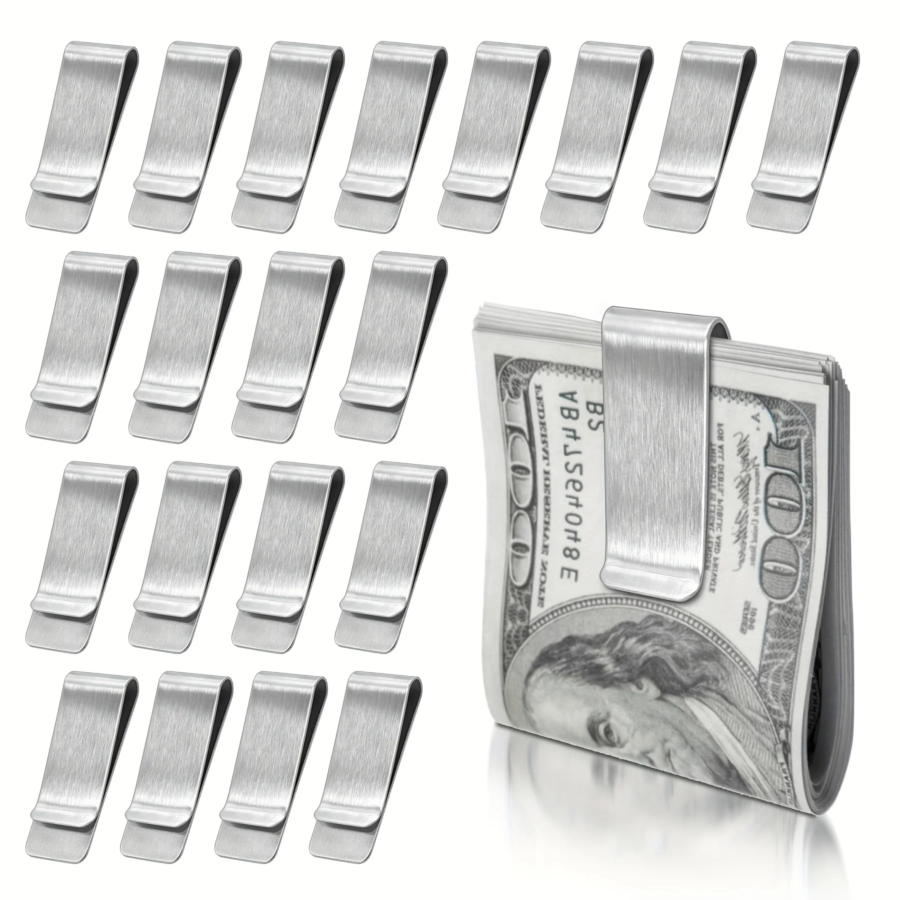 20PCS Stainless Steel Silver Slim Wallet for Men, Credit Card Holder, Metal Minimalist Pocket Cash Holder