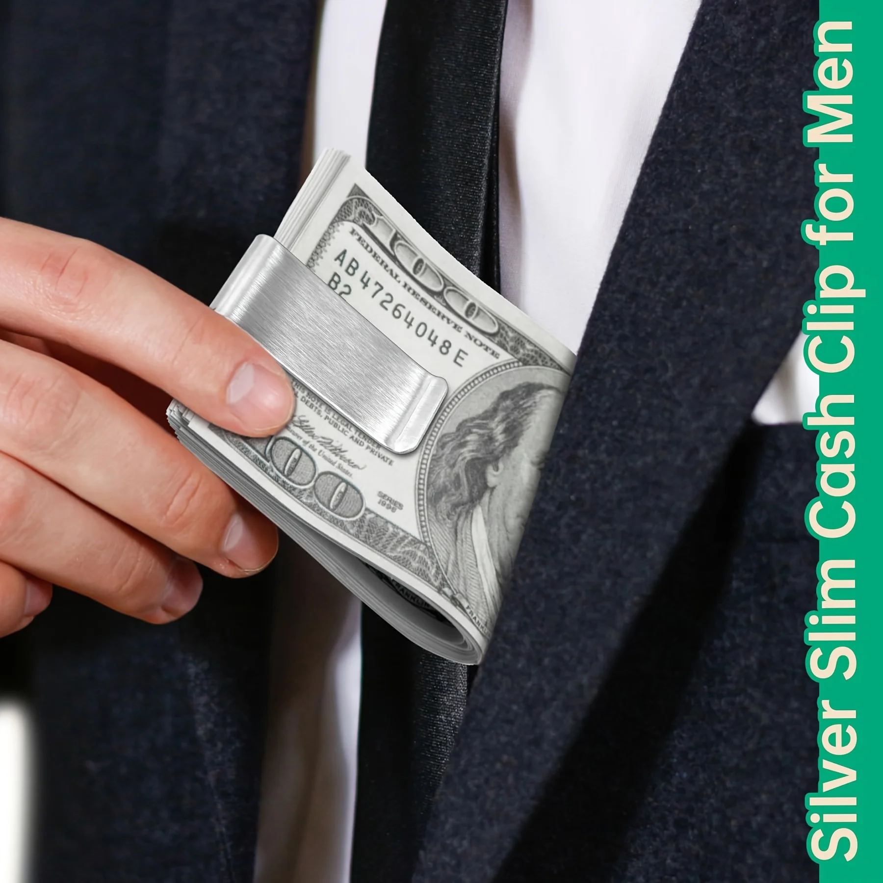 20PCS Stainless Steel Silver Slim Wallet for Men, Credit Card Holder, Metal Minimalist Pocket Cash Holder
