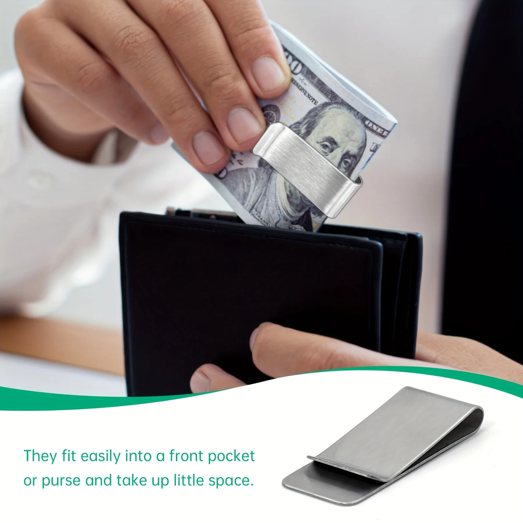 20PCS Stainless Steel Silver Slim Wallet for Men, Credit Card Holder, Metal Minimalist Pocket Cash Holder