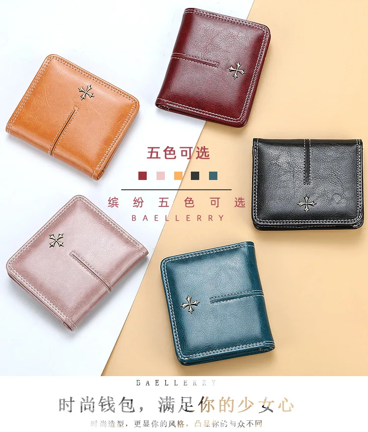 Baellerry New Short Women Wallets High Quality Slim Card Clips Zipper Female Coin Purses Photo Holder Mini Wallet For Girls