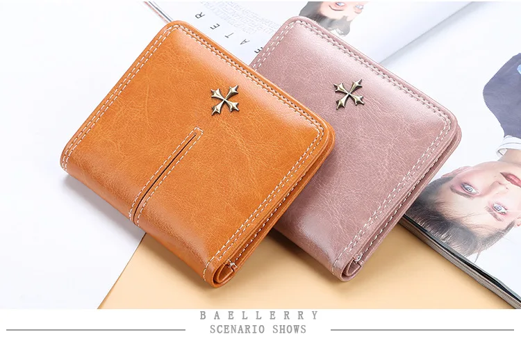 Baellerry New Short Women Wallets High Quality Slim Card Clips Zipper Female Coin Purses Photo Holder Mini Wallet For Girls