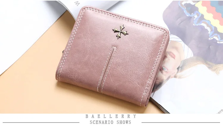 Baellerry New Short Women Wallets High Quality Slim Card Clips Zipper Female Coin Purses Photo Holder Mini Wallet For Girls