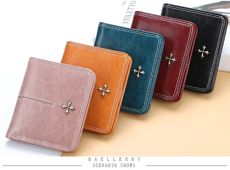 Baellerry New Short Women Wallets High Quality Slim Card Clips Zipper Female Coin Purses Photo Holder Mini Wallet For Girls