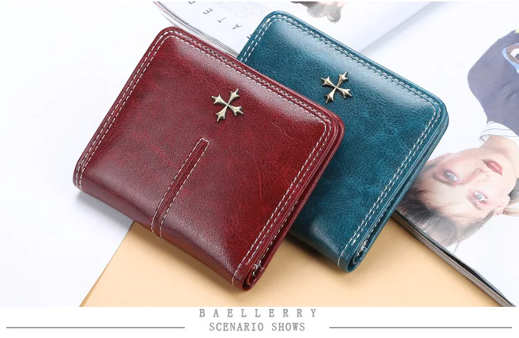 Baellerry New Short Women Wallets High Quality Slim Card Clips Zipper Female Coin Purses Photo Holder Mini Wallet For Girls