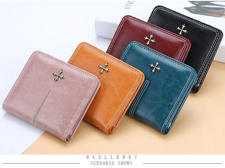Baellerry New Short Women Wallets High Quality Slim Card Clips Zipper Female Coin Purses Photo Holder Mini Wallet For Girls