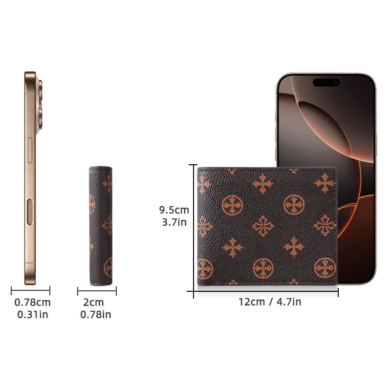 1Pcs-Baellerry Men's Vintage Floral Short Wallet, Classic Pattern Pu Leather Ultra-Thin Business Casual Wallet, Business Commuter Wallet