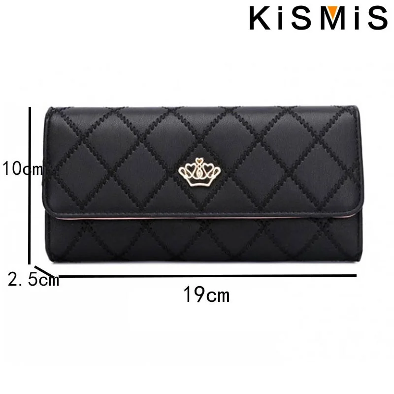 KISMIS Wallets for Women Cute Pink Pocket Womens Wallets Purses Plaid PU Leather Long Wallet Hasp Phone Bag Money Coin Pocket Ca