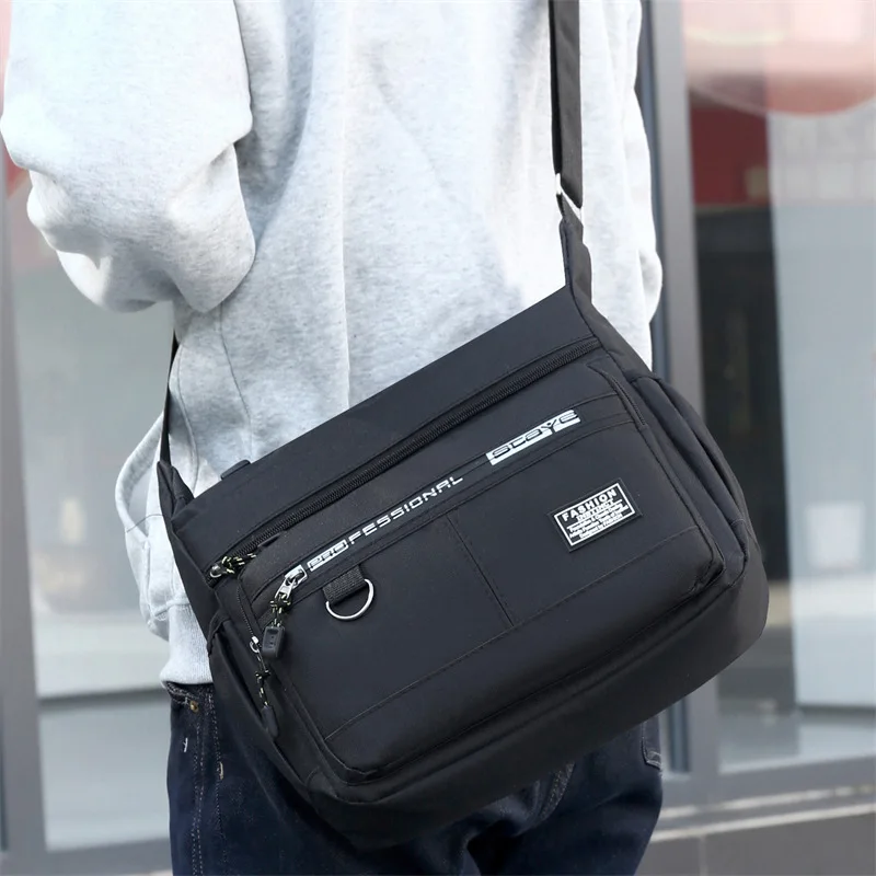 Men's Cross-Body Bag with Multi-Layered Pockets, Adjustable Shoulder Strap, Business Single-Shoulder Bag