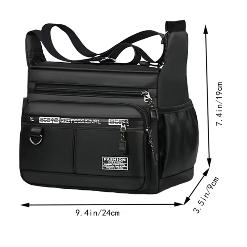 Men's Cross-Body Bag with Multi-Layered Pockets, Adjustable Shoulder Strap, Business Single-Shoulder Bag