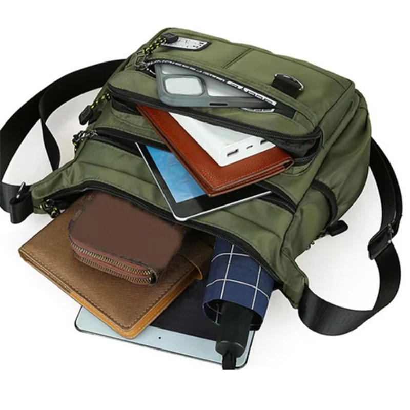 Men's Cross-Body Bag with Multi-Layered Pockets, Adjustable Shoulder Strap, Business Single-Shoulder Bag