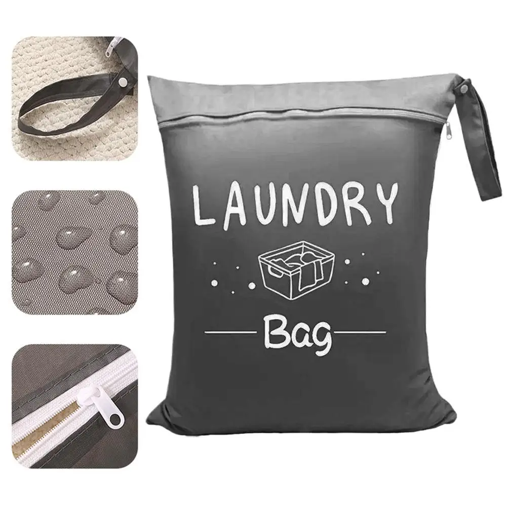 4 Colors Waterproof Travel Laundry Bag Wet Dry Organizer Pouch with Zipper Hanging Strap Portable Storage Bag