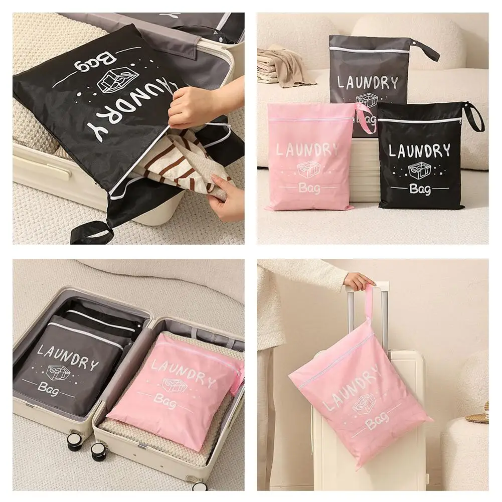 4 Colors Waterproof Travel Laundry Bag Wet Dry Organizer Pouch with Zipper Hanging Strap Portable Storage Bag