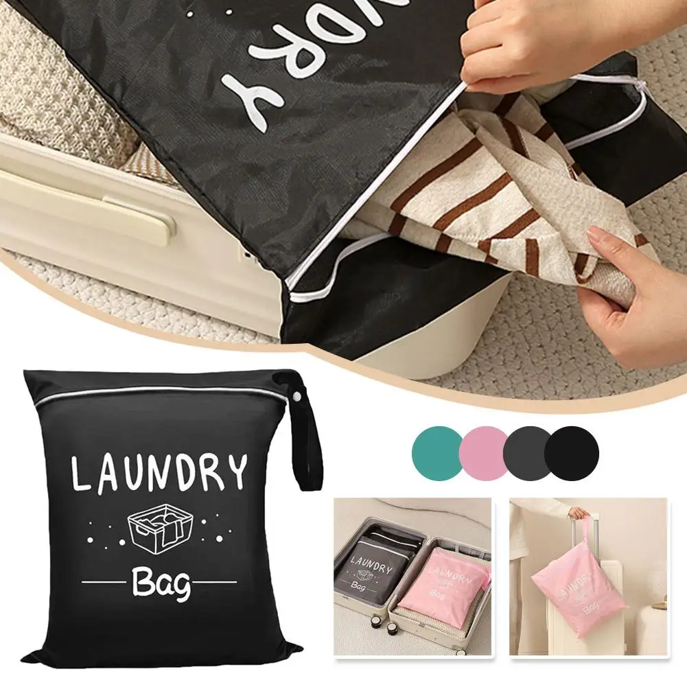 4 Colors Waterproof Travel Laundry Bag Wet Dry Organizer Pouch with Zipper Hanging Strap Portable Storage Bag