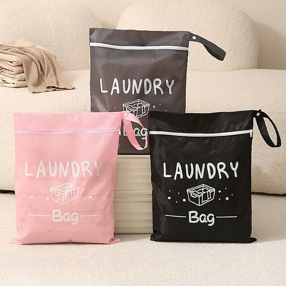 4 Colors Waterproof Travel Laundry Bag Wet Dry Organizer Pouch with Zipper Hanging Strap Portable Storage Bag