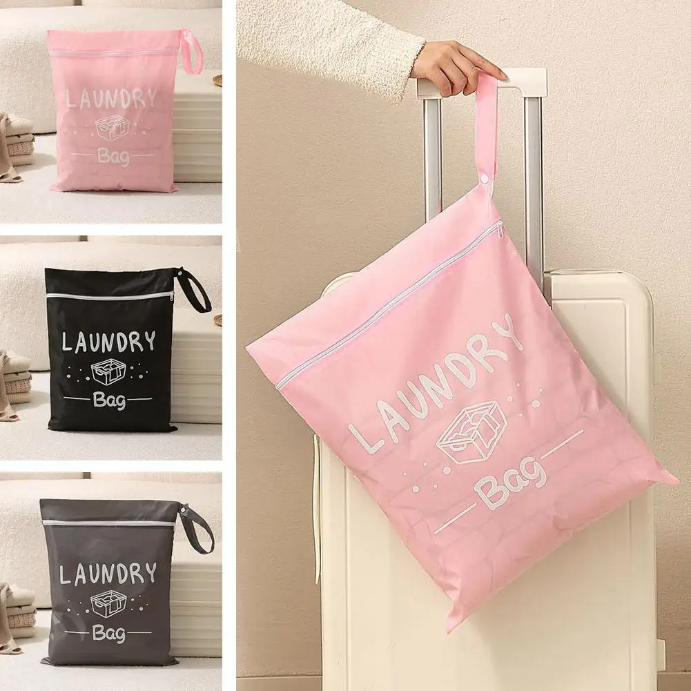 4 Colors Waterproof Travel Laundry Bag Wet Dry Organizer Pouch with Zipper Hanging Strap Portable Storage Bag