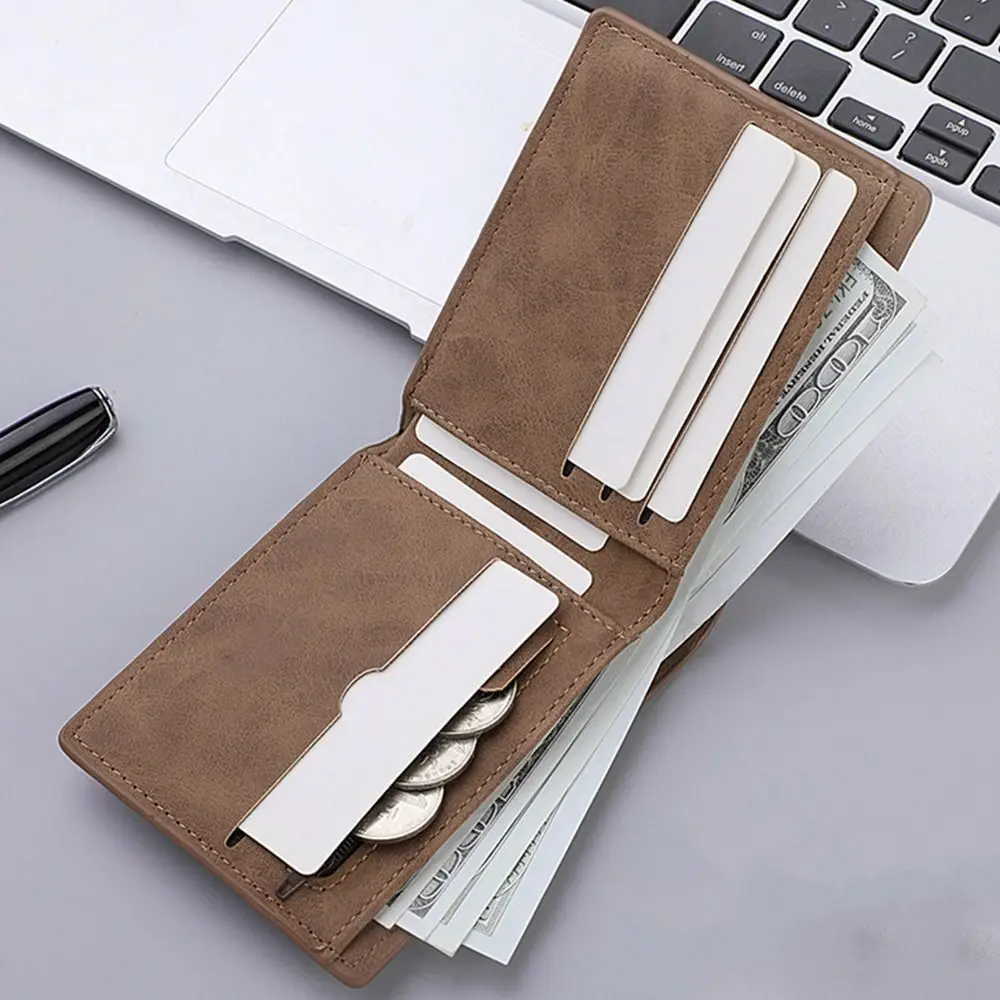 Multi-card Slot Men Wallet Fashion Folding Large-capacity Coin Purse PU Leather Short Purse
