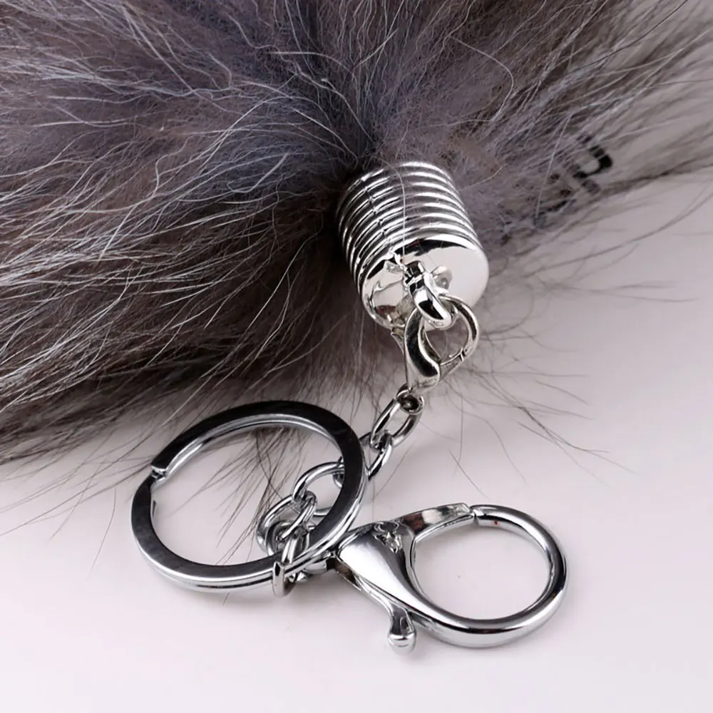 1Pcs Huge Real Fox Tail Keychain Tassel Bag Cosplay Toy Handbag Accessories Hook Pendant Halloween Cosplay