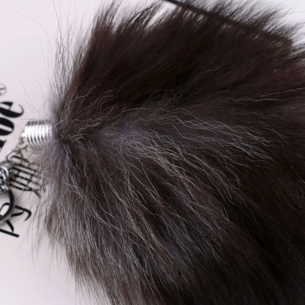 1Pcs Huge Real Fox Tail Keychain Tassel Bag Cosplay Toy Handbag Accessories Hook Pendant Halloween Cosplay