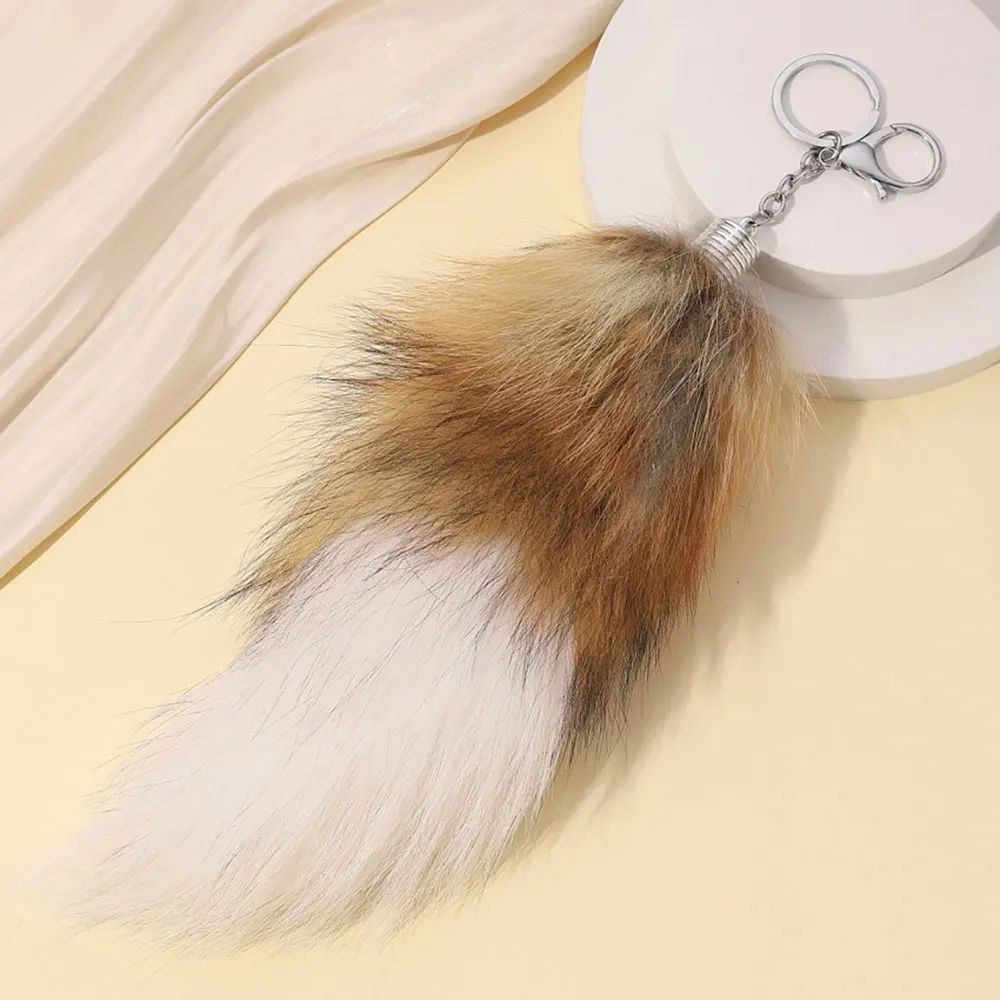 1Pcs Huge Real Fox Tail Keychain Tassel Bag Cosplay Toy Handbag Accessories Hook Pendant Halloween Cosplay