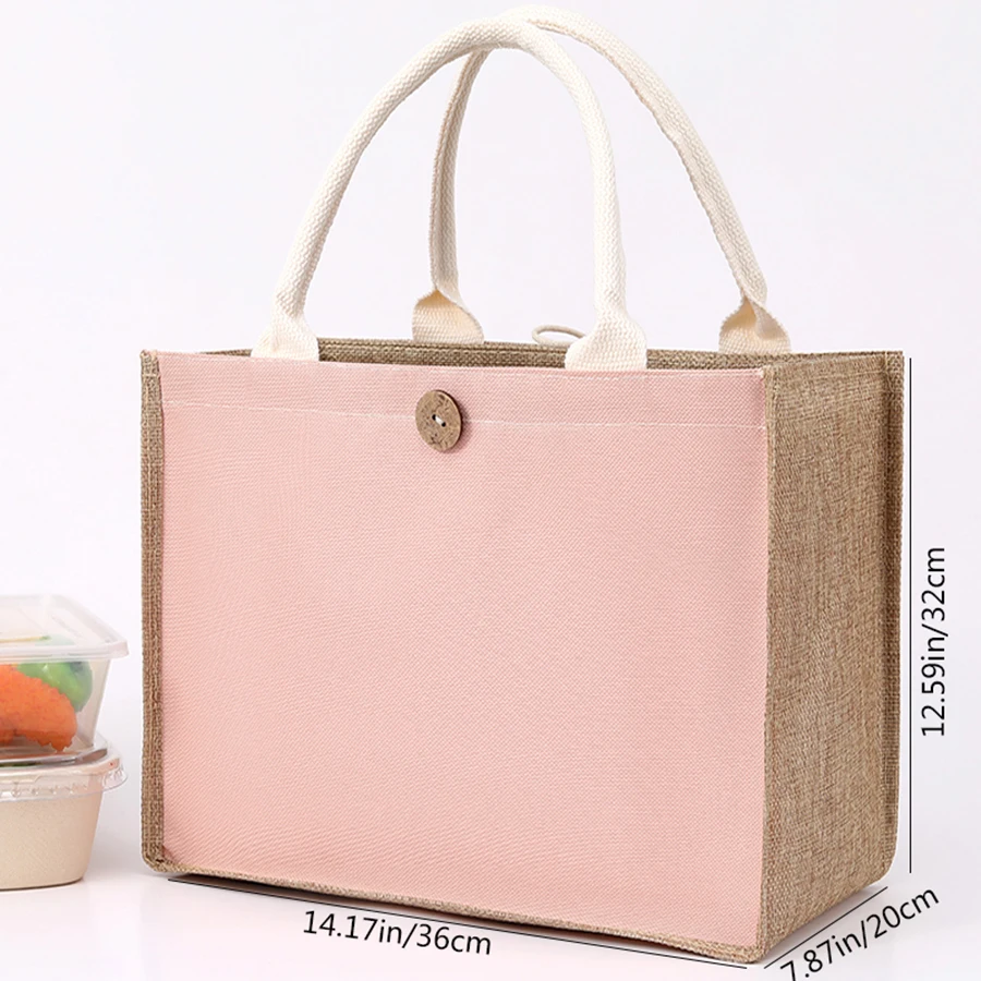 Laminating blank canvas bag DIY painting hand carry faux burlap bag solid color large capacity ladies handheld shopping bag
