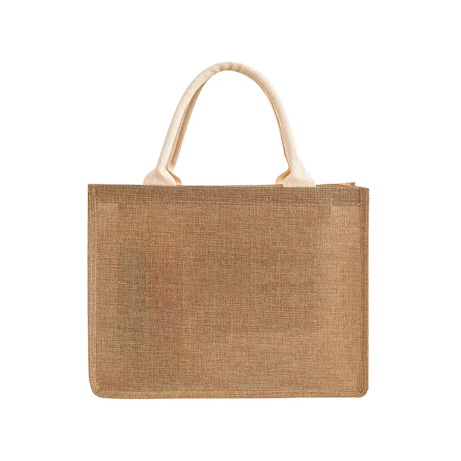 Laminating blank canvas bag DIY painting hand carry faux burlap bag solid color large capacity ladies handheld shopping bag