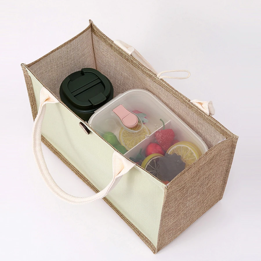 Laminating blank canvas bag DIY painting hand carry faux burlap bag solid color large capacity ladies handheld shopping bag
