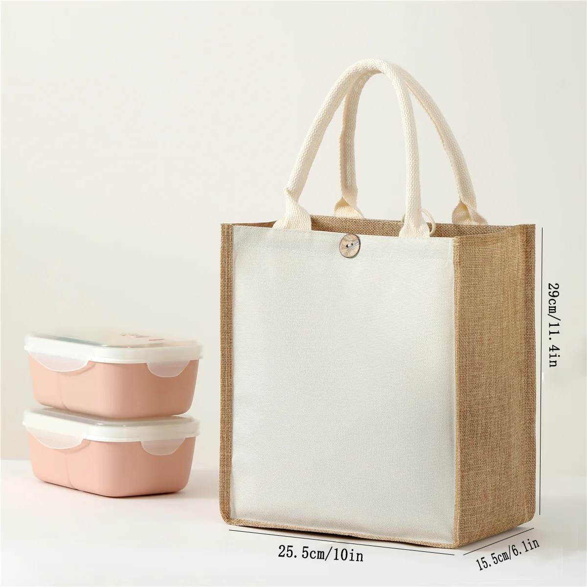 Laminating blank canvas bag DIY painting hand carry faux burlap bag solid color large capacity ladies handheld shopping bag