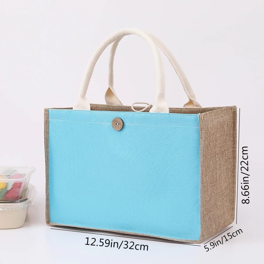 Laminating blank canvas bag DIY painting hand carry faux burlap bag solid color large capacity ladies handheld shopping bag