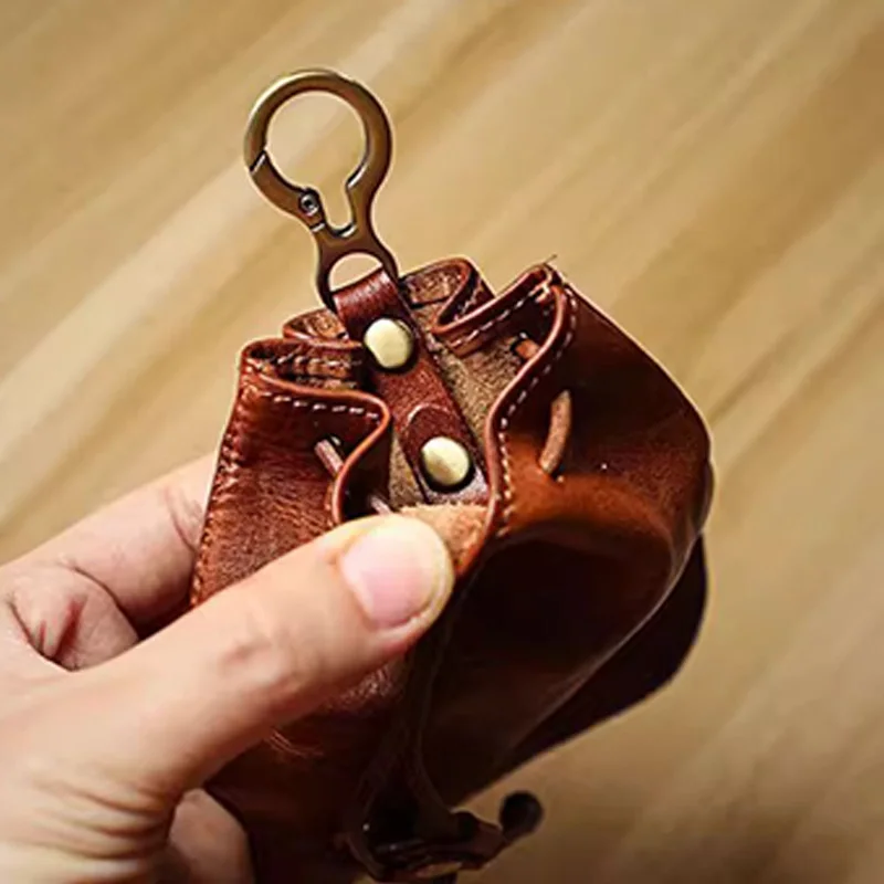 WERLLANDS PU Leather Retro Drawstring Key Case Coin Purse