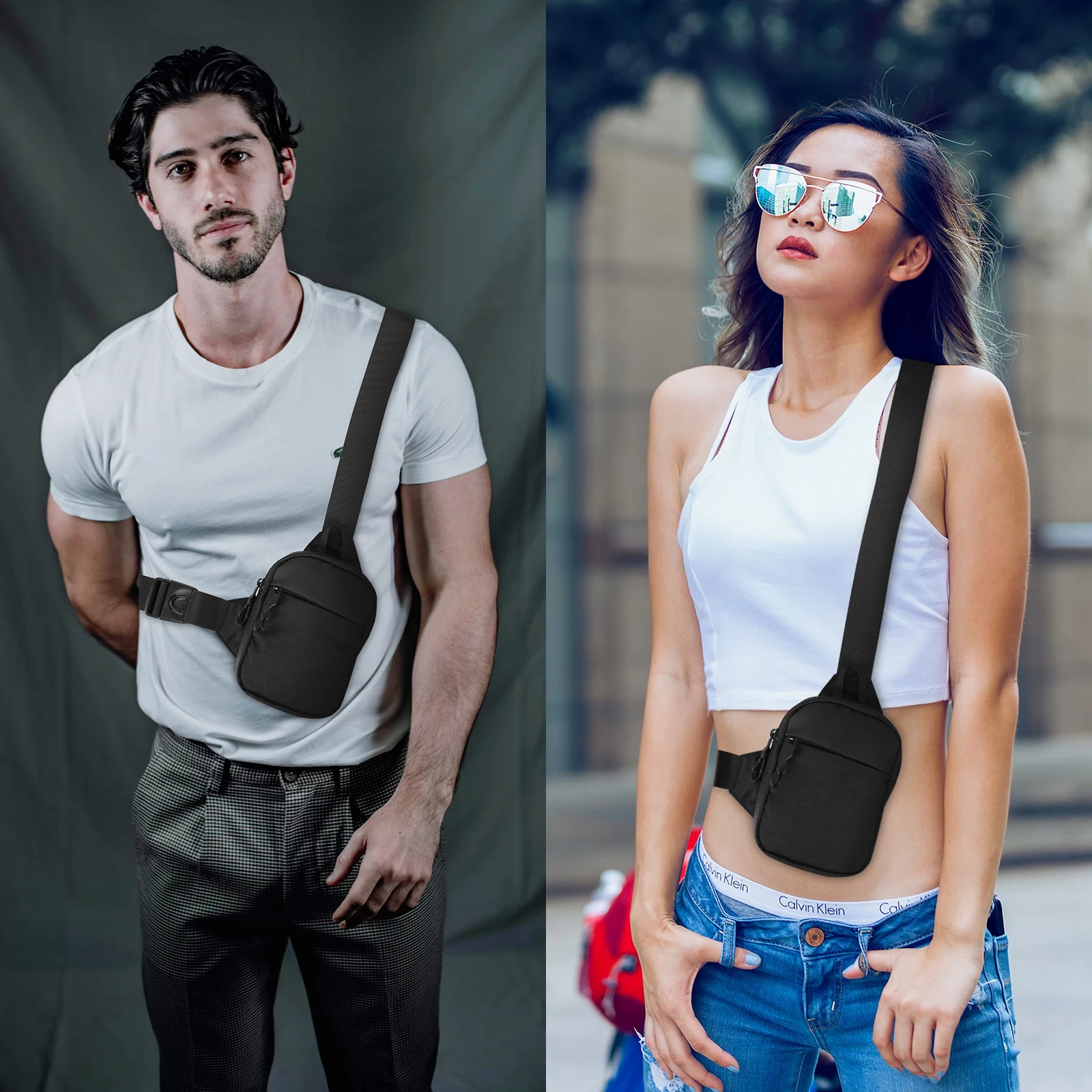 2024 New Sports Chest Bag Men's Small Size Backpack Women Mobile Phone Messenger Bag Mobile Phone Waist Bag Mini Fashion Satchel