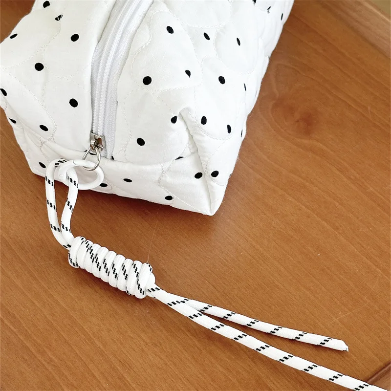 Quilted Dot Makeup Bag for Women Girl Small Large Lipstick Brush Cosmetic Pouch Case Portable Mini Wallet Coin Purse Bags