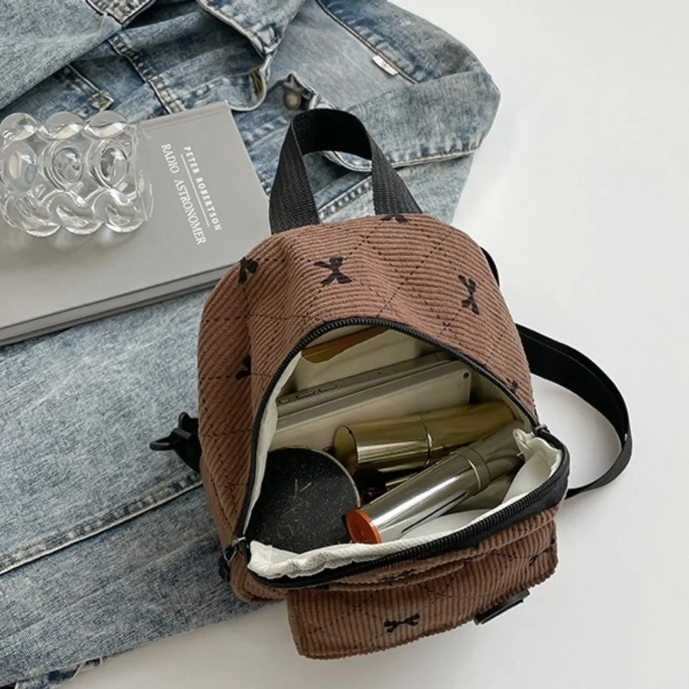 Mini Backpack Sweet Bowknot Printed Shoulder Bag Travel Cosmetic Storage Bag Korean Ins Student Bookbags Casual Rucksack