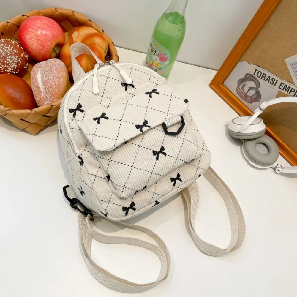 Mini Backpack Sweet Bowknot Printed Shoulder Bag Travel Cosmetic Storage Bag Korean Ins Student Bookbags Casual Rucksack