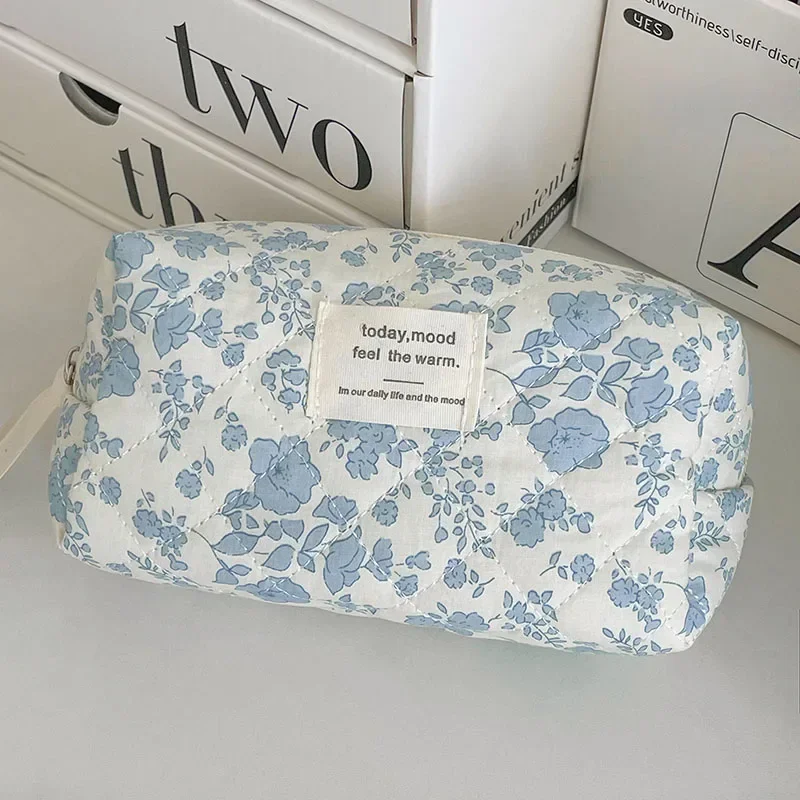 1pcs Cotton Black Flower Women Cosmetic Bag Fabric Storage Bags Small Big Capacity Travel Organzier Pouch Women Makeup Case