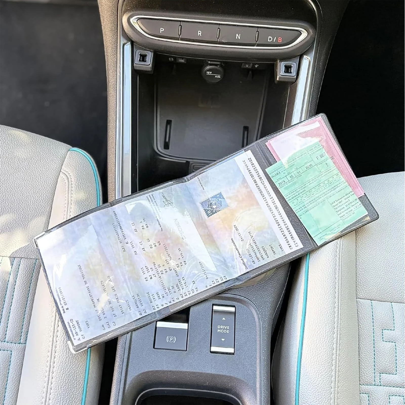 1/2pcs 4-Fold Grey Card Holder in Imitation Leather Vehicle Document, Insurance & Licence Holder – Elegant, Compact and Durable