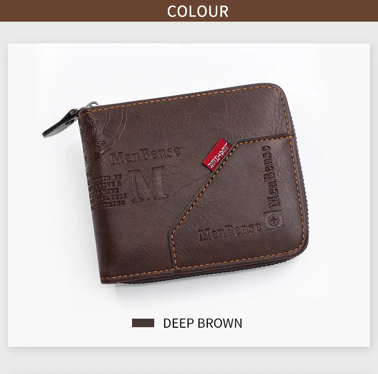 New Men Zipper Wallets Short Card Holder Vintage Male Wallet High Quality PU Leather Classic Coin Pocket Wallet For Boys