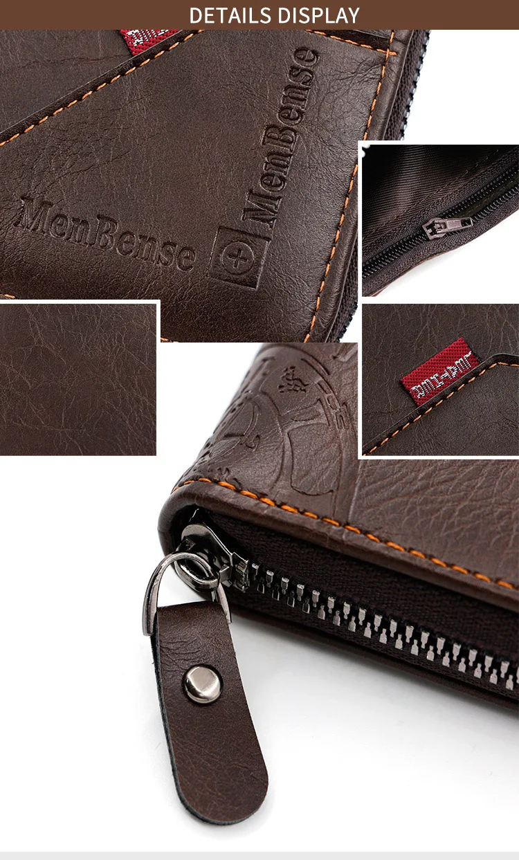 New Men Zipper Wallets Short Card Holder Vintage Male Wallet High Quality PU Leather Classic Coin Pocket Wallet For Boys
