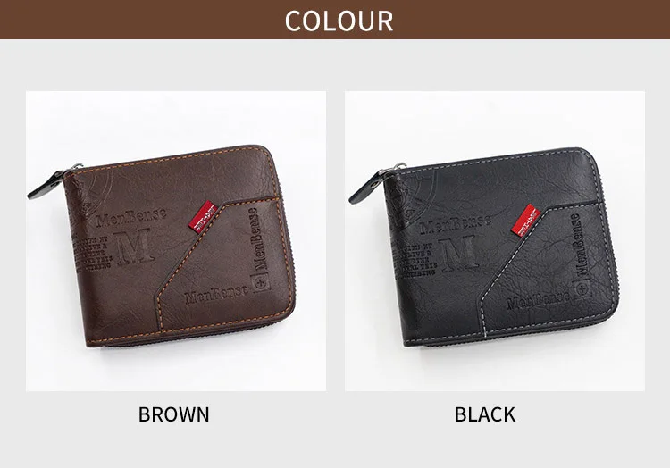 New Men Zipper Wallets Short Card Holder Vintage Male Wallet High Quality PU Leather Classic Coin Pocket Wallet For Boys