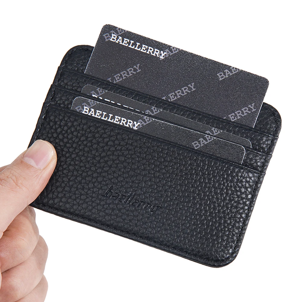 1Pcs Lychee-Patterned Ultra-Thin Card Holder with Id Window, Multi-Card Slot Mini Portable Card Holder with Coin Compartment, Unisex Daily Card Holder