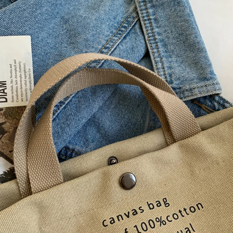 Japanese Simple Canvas Satchel Unisex Crossbody Bag Washable Thick Handbag Fashion Large Capacity Bag for Students Daily Carry