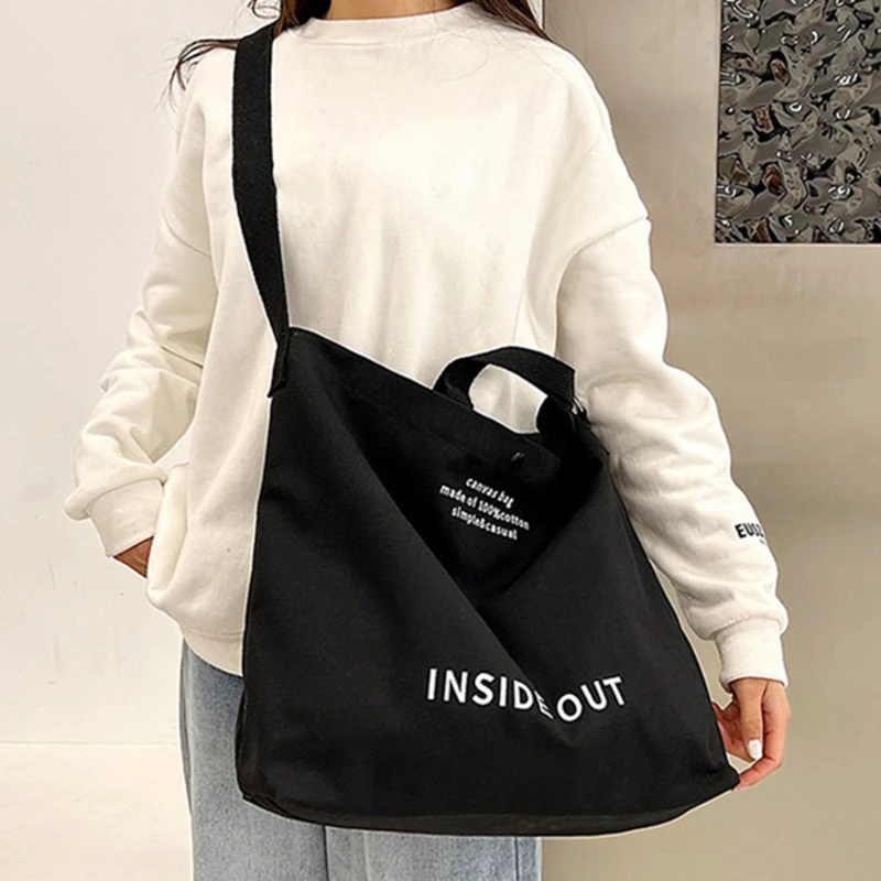 Japanese Simple Canvas Satchel Unisex Crossbody Bag Washable Thick Handbag Fashion Large Capacity Bag for Students Daily Carry