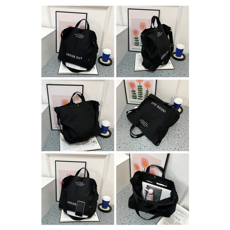 Japanese Simple Canvas Satchel Unisex Crossbody Bag Washable Thick Handbag Fashion Large Capacity Bag for Students Daily Carry