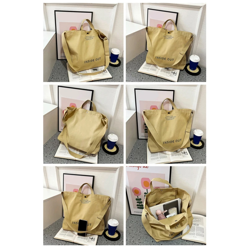 Japanese Simple Canvas Satchel Unisex Crossbody Bag Washable Thick Handbag Fashion Large Capacity Bag for Students Daily Carry