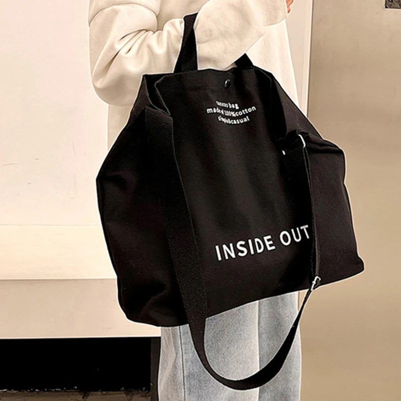 Japanese Simple Canvas Satchel Unisex Crossbody Bag Washable Thick Handbag Fashion Large Capacity Bag for Students Daily Carry