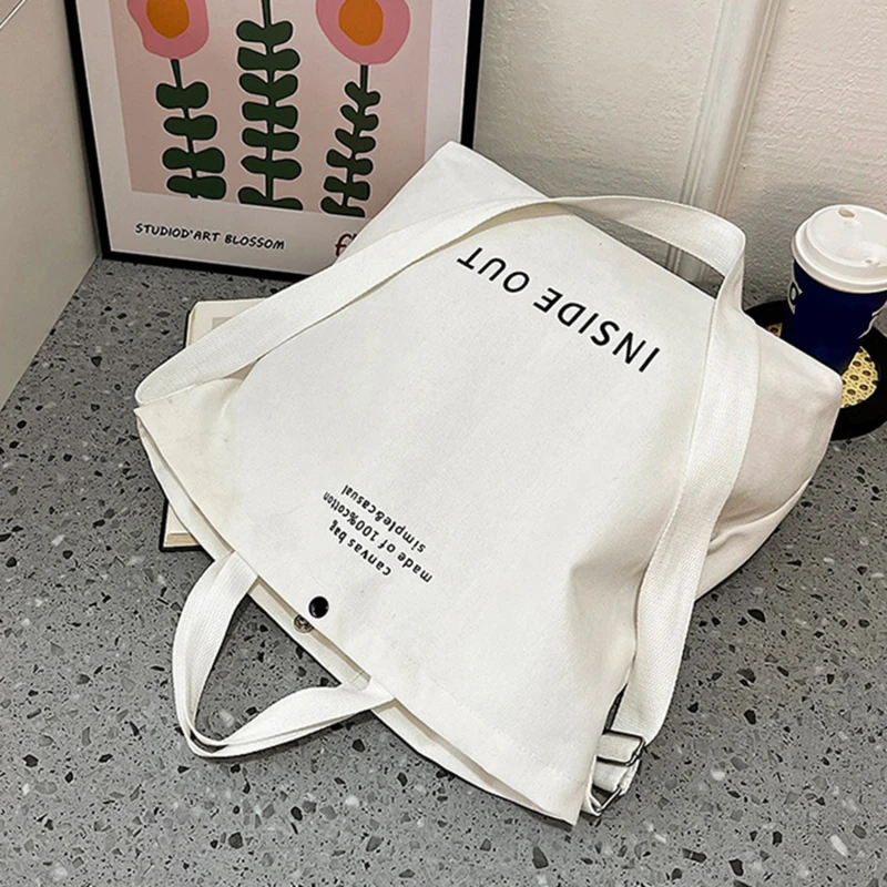 Japanese Simple Canvas Satchel Unisex Crossbody Bag Washable Thick Handbag Fashion Large Capacity Bag for Students Daily Carry