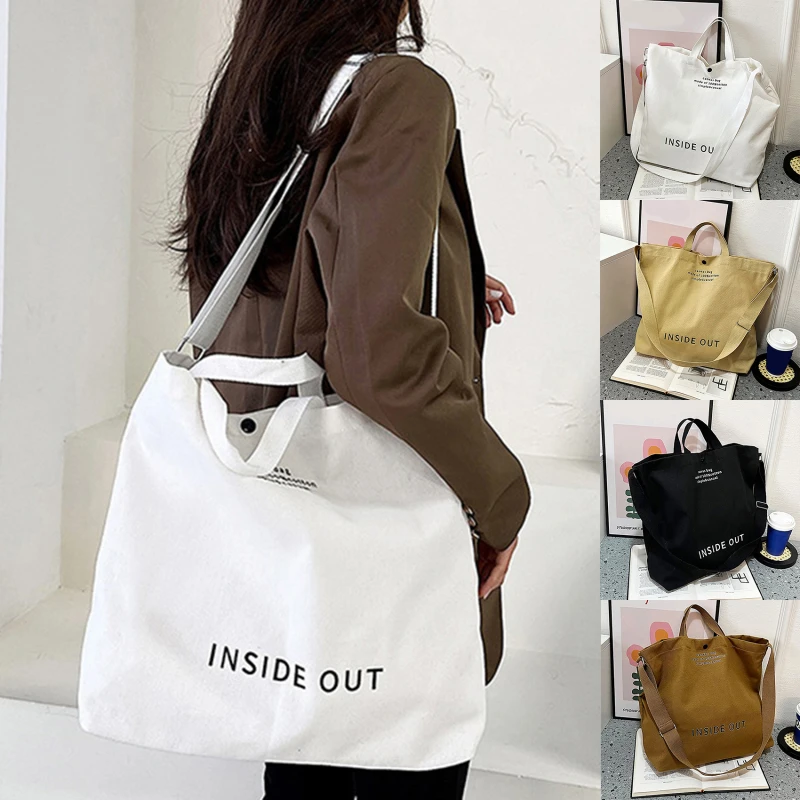 Japanese Simple Canvas Satchel Unisex Crossbody Bag Washable Thick Handbag Fashion Large Capacity Bag for Students Daily Carry