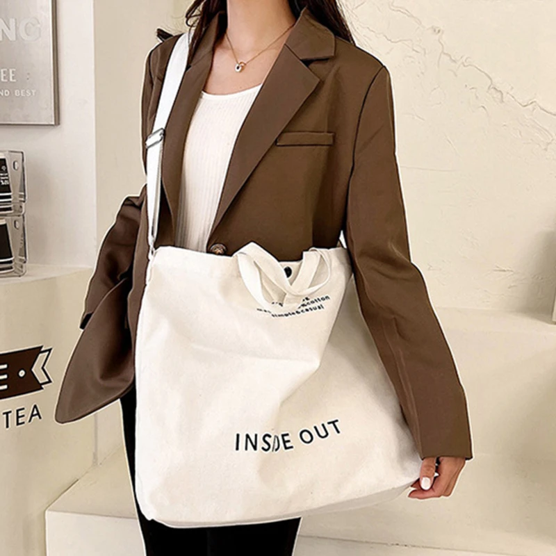 Japanese Simple Canvas Satchel Unisex Crossbody Bag Washable Thick Handbag Fashion Large Capacity Bag for Students Daily Carry